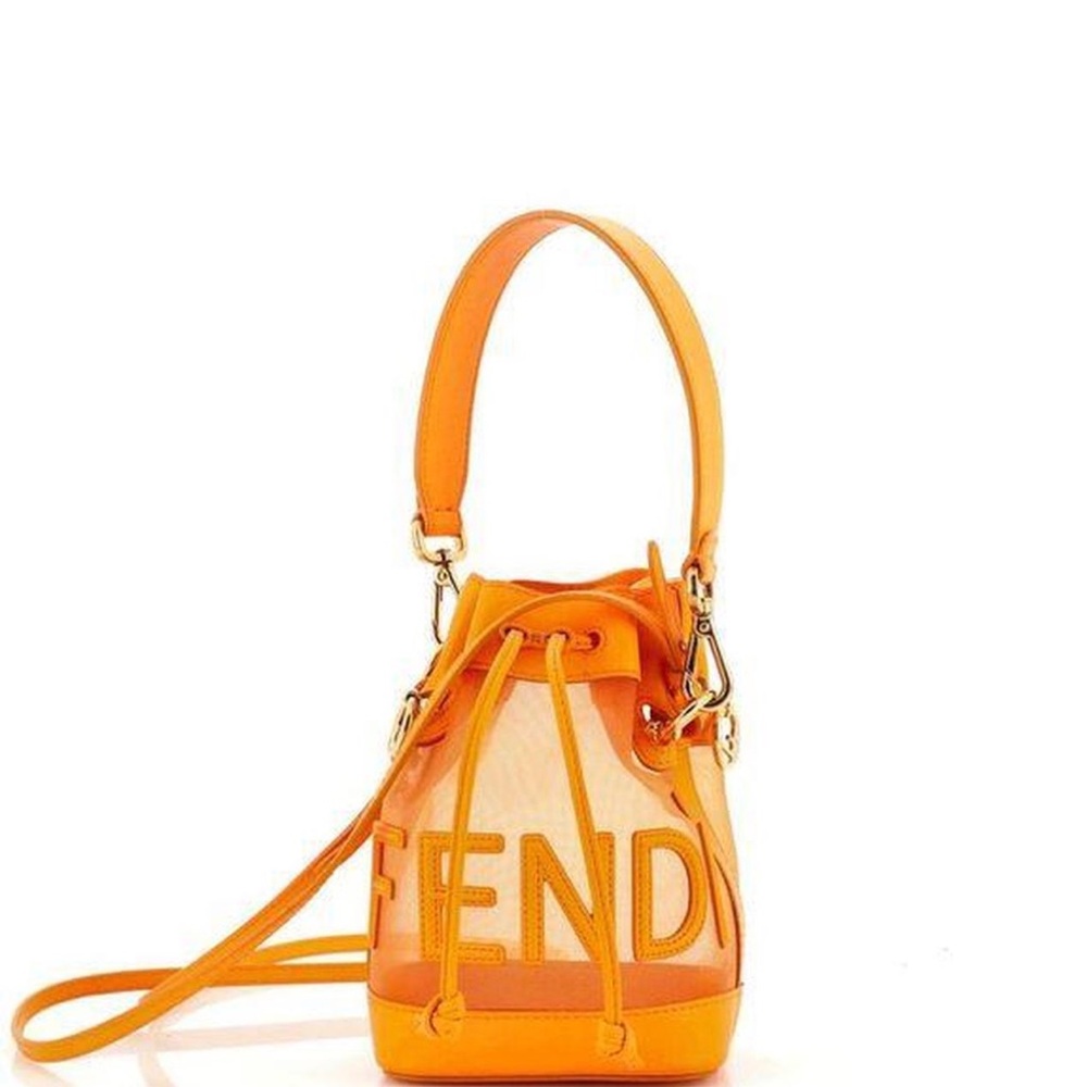 Fendi Orange Mesh Crossbody Bag With Handle